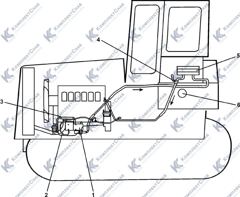 Схема размещения системы подогрева трубоукладчика ТГ122Я 2.11
